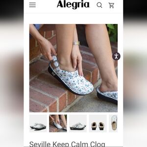 Alegria Floral Blue and White Clogs
